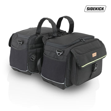 SideKick Cruiser 50Ltrs Saddlebags for All Motorcycles with a Straight Exhaust with Waterproof Rain Cover.